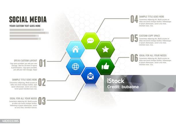 Инфографики Социальных Средств Массовой Информации С Copyspace Диаграмма — стоковая векторная графика и другие изображения на тему Блок-схема