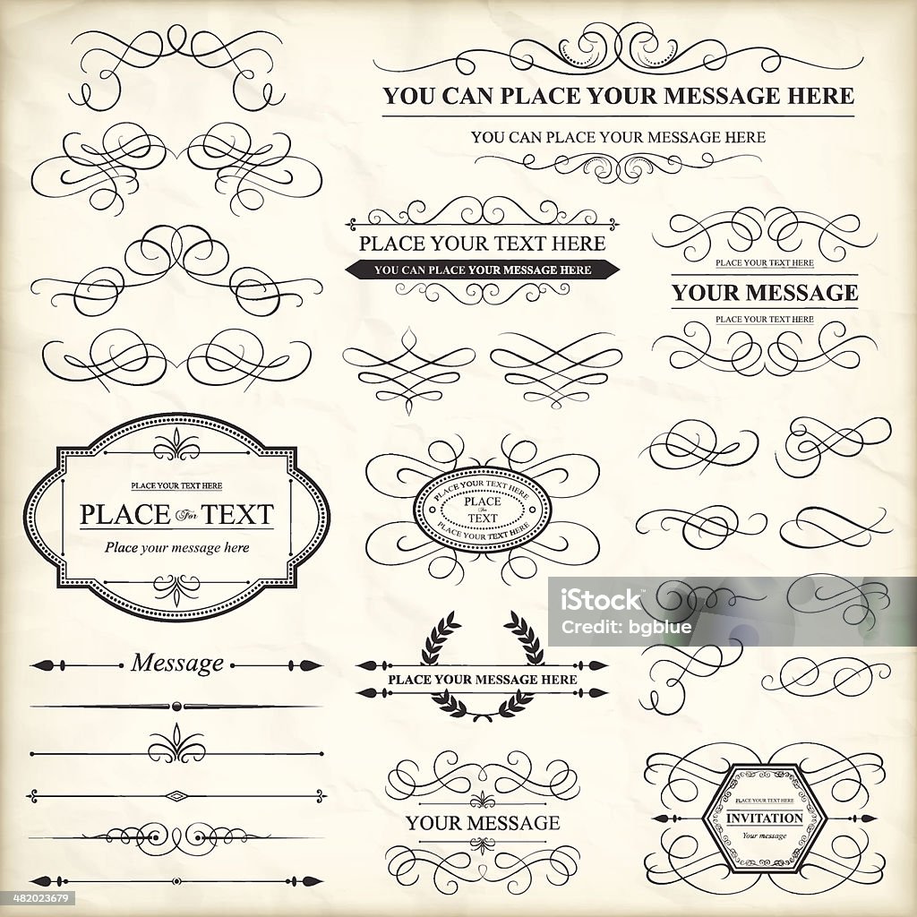 Calligraphic elementos decorativos & Vintage frames - arte vectorial de Antigualla libre de derechos