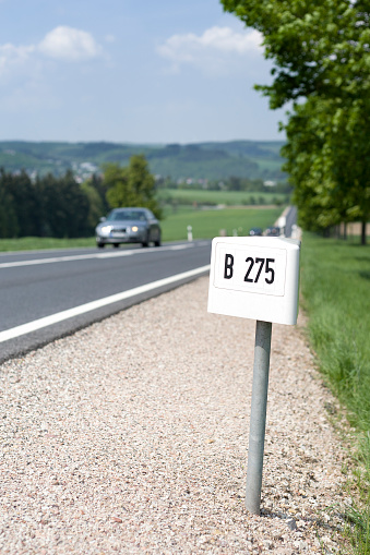 Typical german road sign - indicates the number of the federal road: Bundesstrasse 275