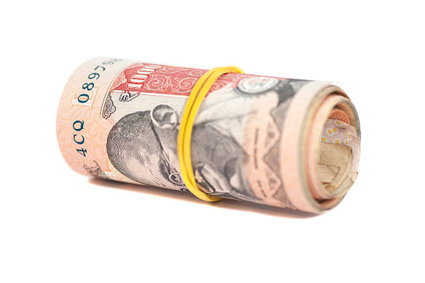 istock Roll of Indian rupees isolated on white 482024484