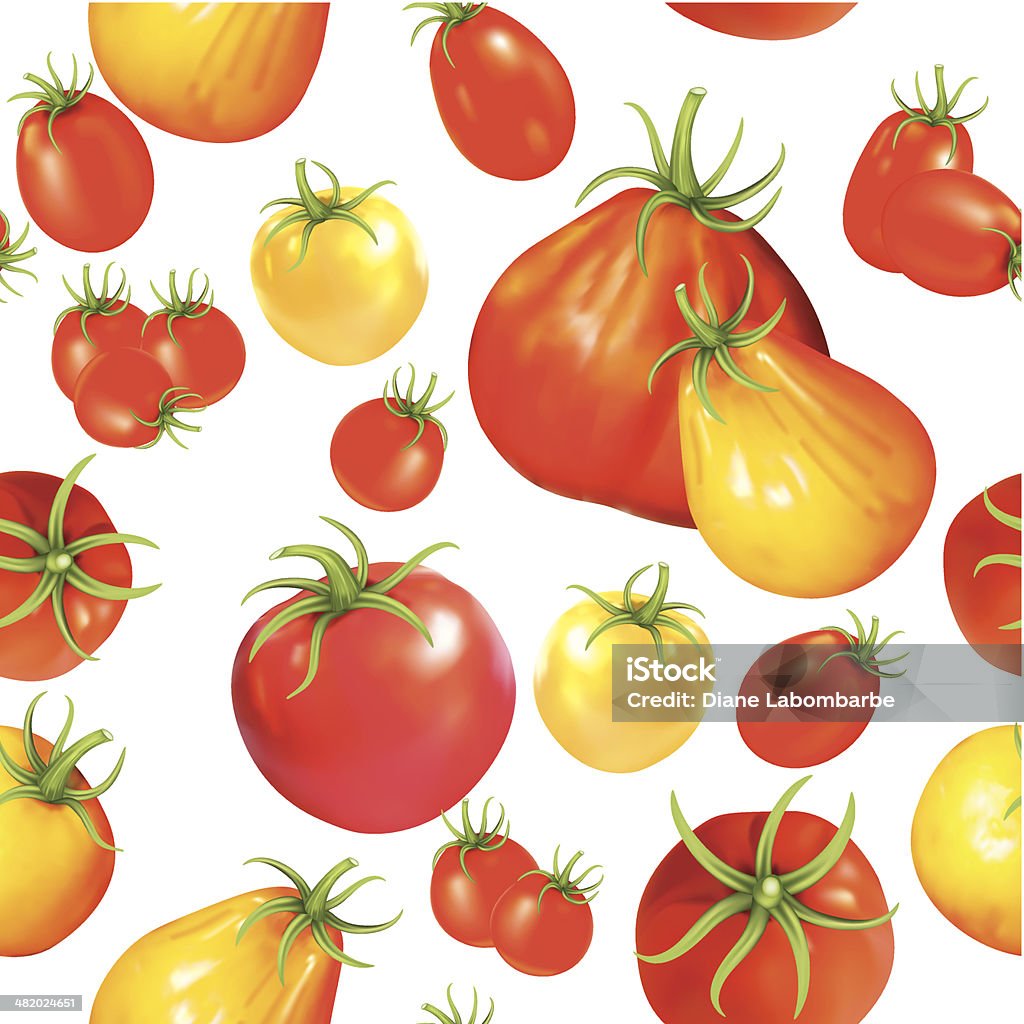 Heirloom Tomaten nahtlose wiederholen Muster - Lizenzfrei Tomate Vektorgrafik