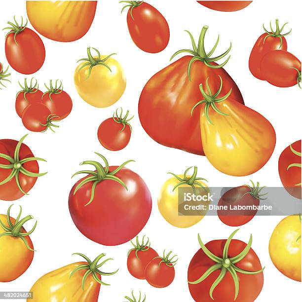 Pomidory Bezszwowe Wzór Powtarzania - Stockowe grafiki wektorowe i więcej obrazów Pomidor - Jarzyna - Pomidor - Jarzyna, Staromodny, Ilustracja