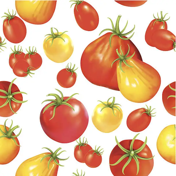 Vector illustration of Heirloom Tomatoes Seamless Repeating Pattern