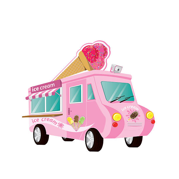 istock Ice Cream Colorful. Truck with Ice Cream cone on top. vector, illustration 482027948
