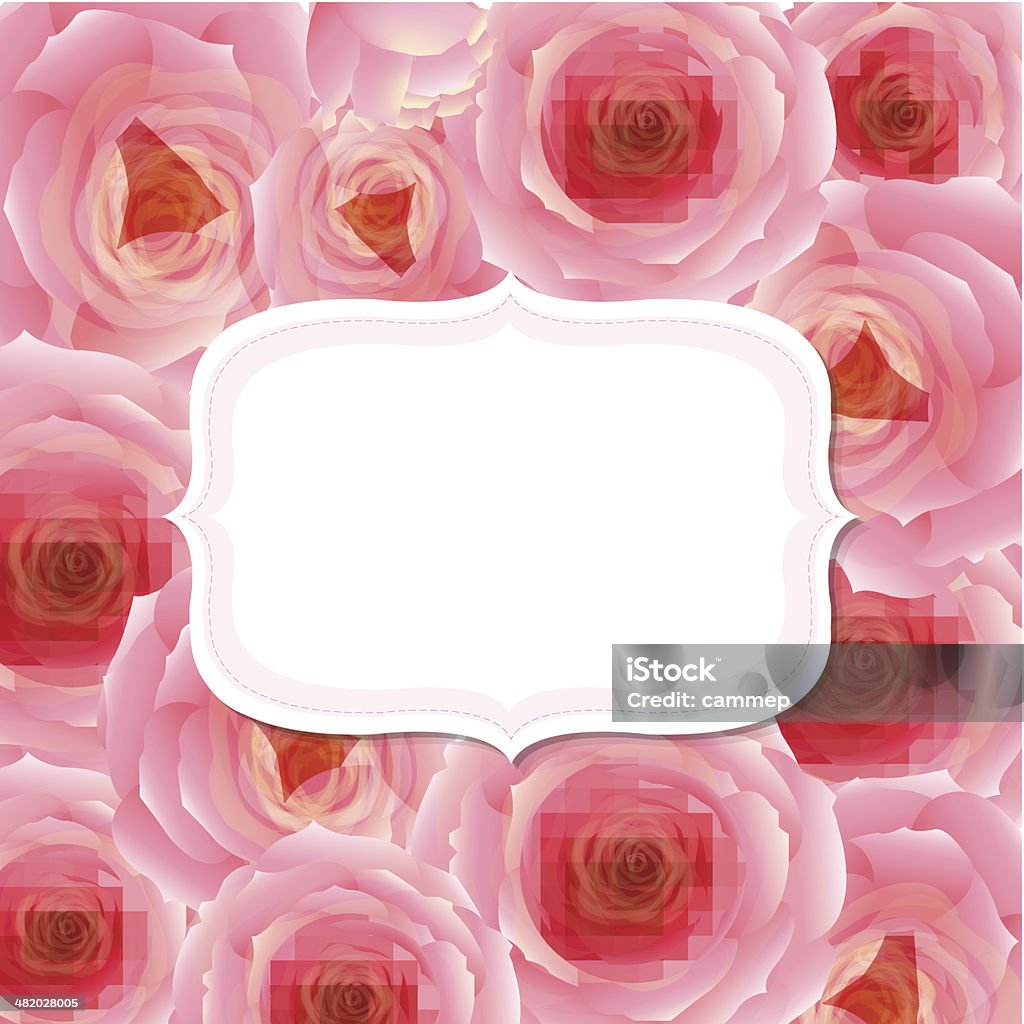 Rose Rectangle Label Label With Pink Rose Stock Illustration - Download Image Now - Beauty ...