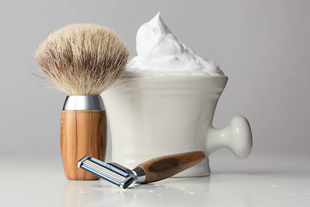 istock vintage Shaving Equipment on white Table and bright Background 482028476