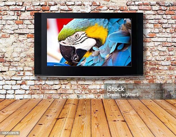 Television Set On An Old Wall Stock Photo - Download Image Now - Movie, Television Industry, Television Set