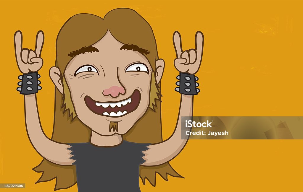 Cartoon Metal Rocker Rock On Dude Stock Illustration - Download Image Now - Heavy Metal ...