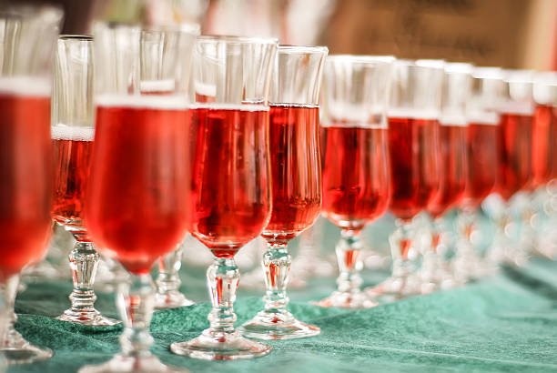 Glasses with Rosé wine stock photo