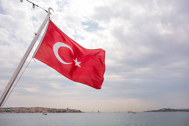 istock Turkish flag in the Bosporus Strait 482029958