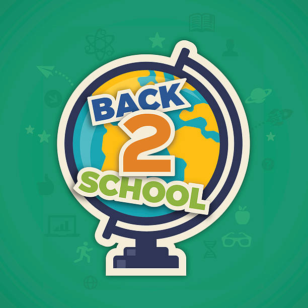 Back 2 School Back to school education learning background concept. EPS 10 file. Transparency effects used on highlight elements. green apple on green background stock illustrations