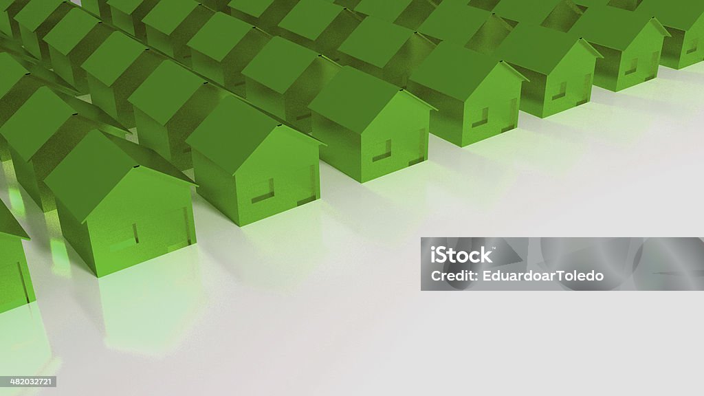 Green houses Set of green houses made in 3d. Architecture Stock Photo