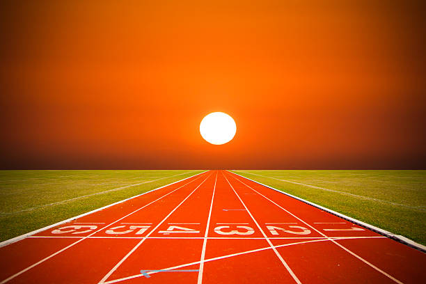 istock Running track over sunset or sunrise 482033045
