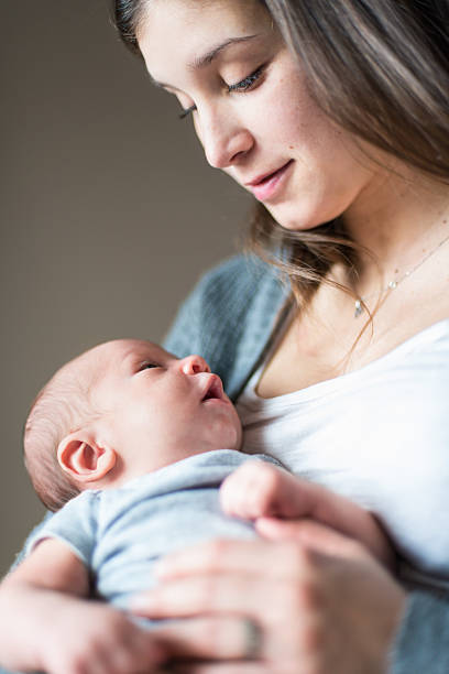 istock Cute newborn baby serie on grey 482033311