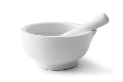 Mortar and Pestle, Isolated On White, Clipping Path