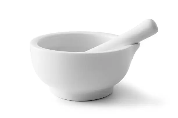 Mortar and Pestle, Isolated On White, Clipping Path