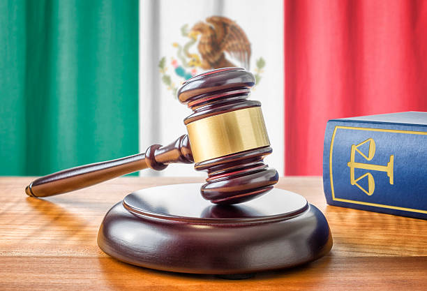 Gavel and a law book - Mexico stock photo