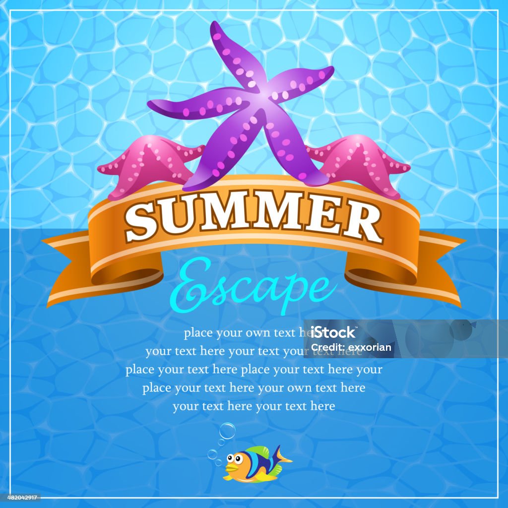 Starfish and Banner for Summer Escape Concept Summer escape. Backgrounds stock vector