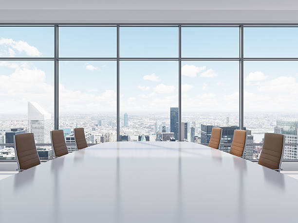 istock Panoramic conference room in modern office in New York City. 482043218