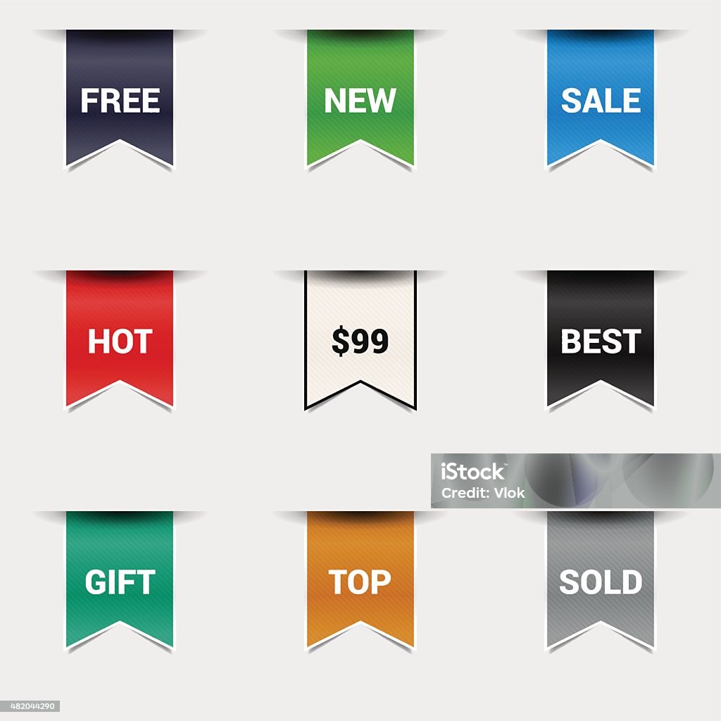 Vector Set Bookmarks Collection Stickers Price Tags Sale Free New