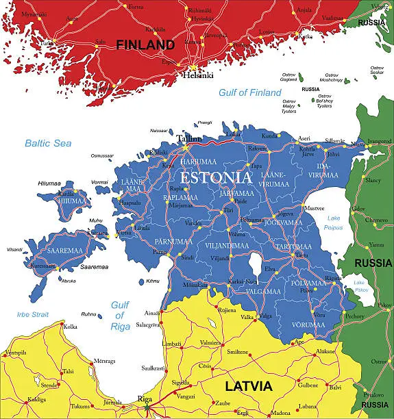 Vector illustration of Estonia map
