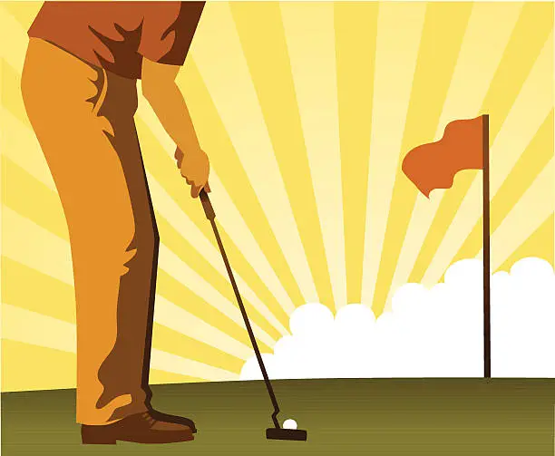 Vector illustration of Golf Player on Green - Putting