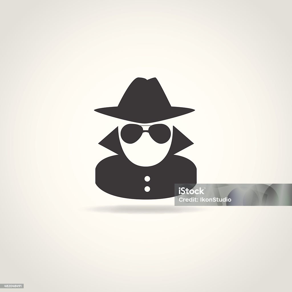 Anonymous Spy Icon Black icon of anonymous spy agent. Spy stock vector