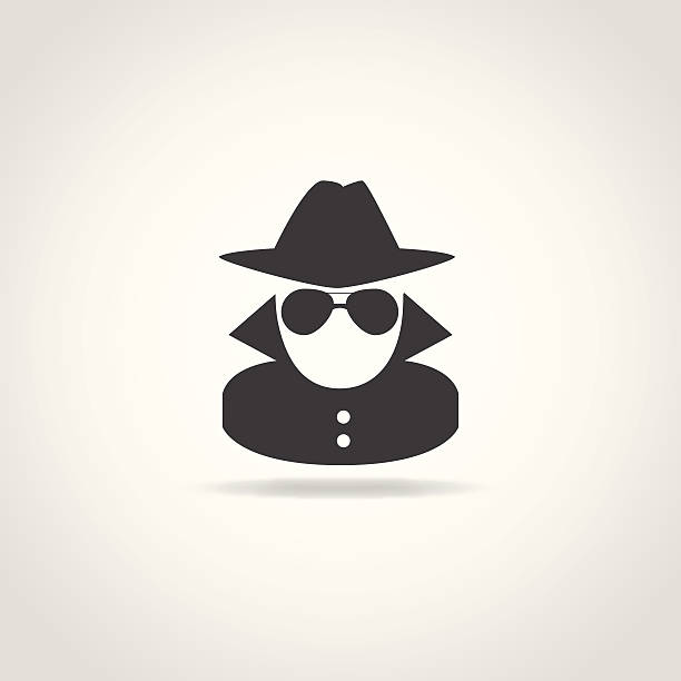 Anonymous Spy Icon Black icon of anonymous spy agent. black and white eyeglasses clip art stock illustrations