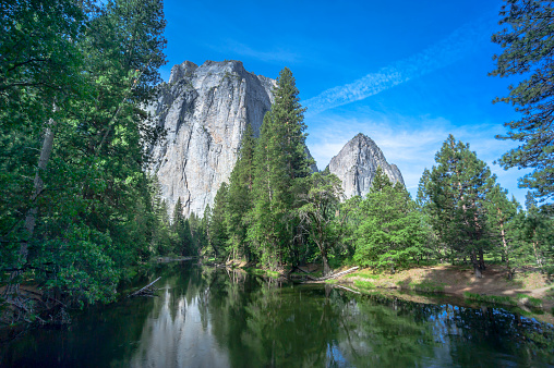 Yosemite Midle Cathedral and Merced River, National Park