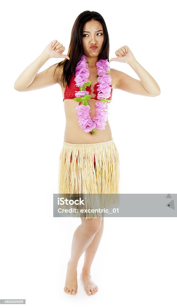 Danza Hula ragazza con fiore isolato - Foto stock royalty-free di Adolescente