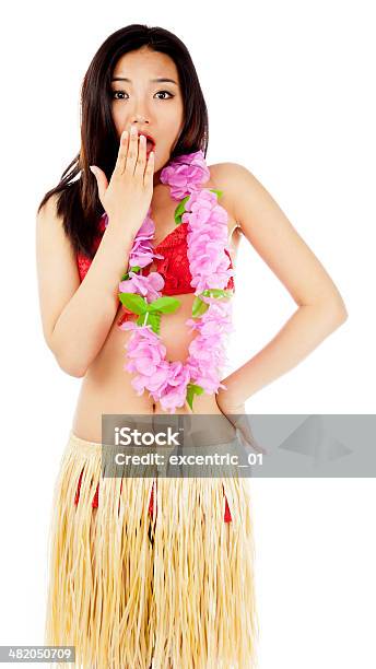 Hula Girl With Flower Isolated Stock Photo - Download Image Now - 20-29 Years, Activity, Adult