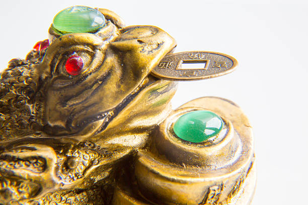 Money Frog with the coin symbolizing wealth and prosperity close up of Chinese Money Frog with the coin symbolizing wealth and prosperity chinese frog stock pictures, royalty-free photos & images