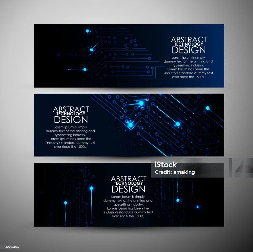 Vector banners set with Abstract blue lights technology background. Vector banners set with Abstract blue lights technology background. vector illustration 2015 stock vector