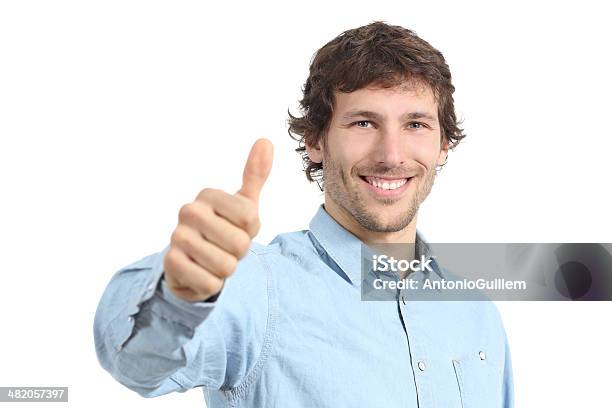 Adult Happy Man Agreement Gesturing Thumbs Up Stock Photo - Download Image Now - 30-39 Years, Adult, Agreement