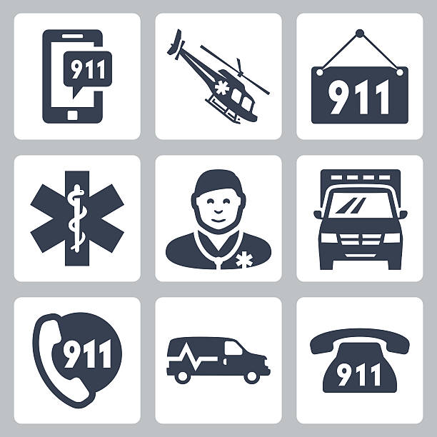 Vector emergency service icons set Vector emergency service icons set life saver stock illustrations