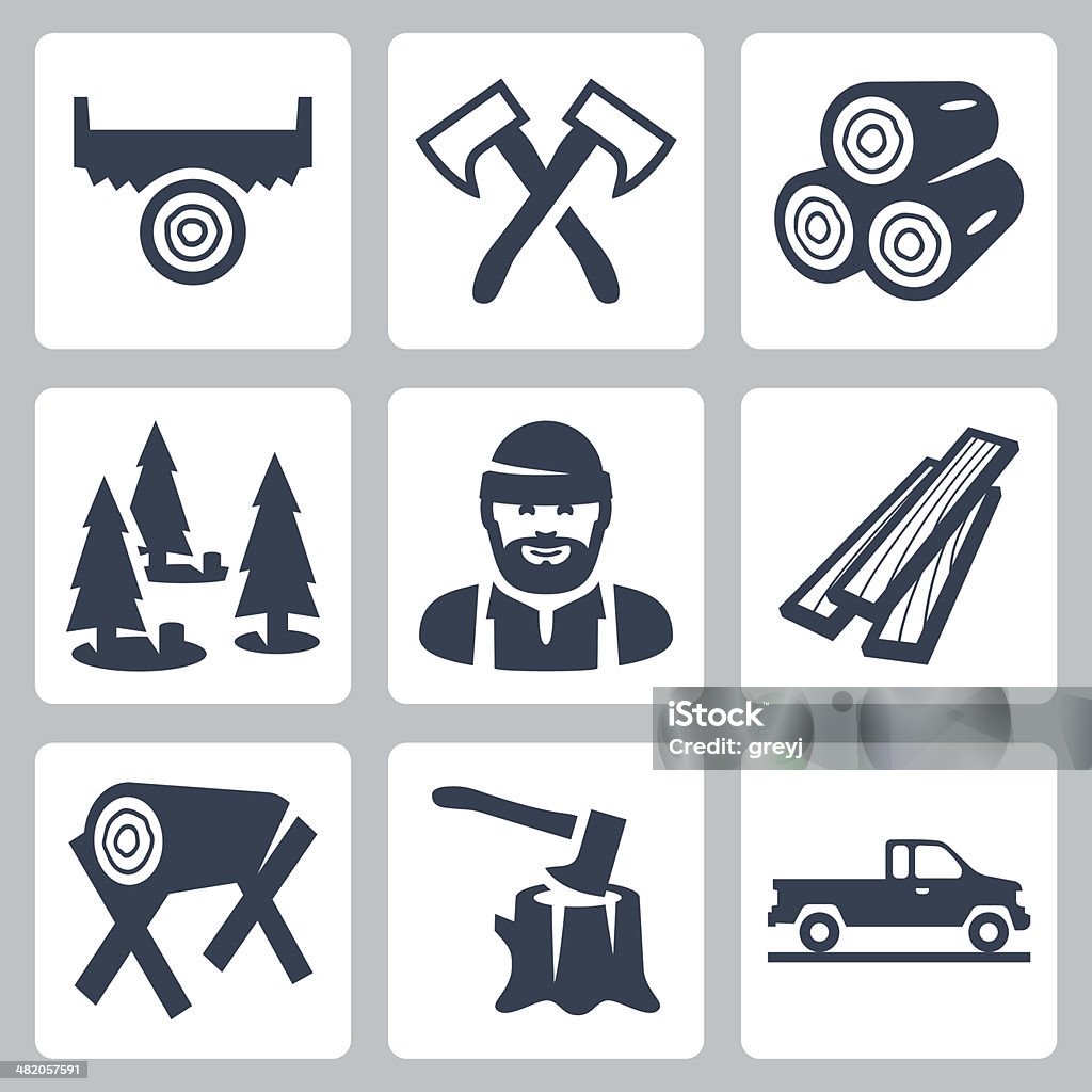 Vector lumberjack icons set Icon Symbol stock vector