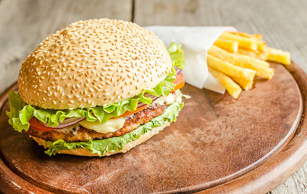 istock Hamburger and french fries 482058033