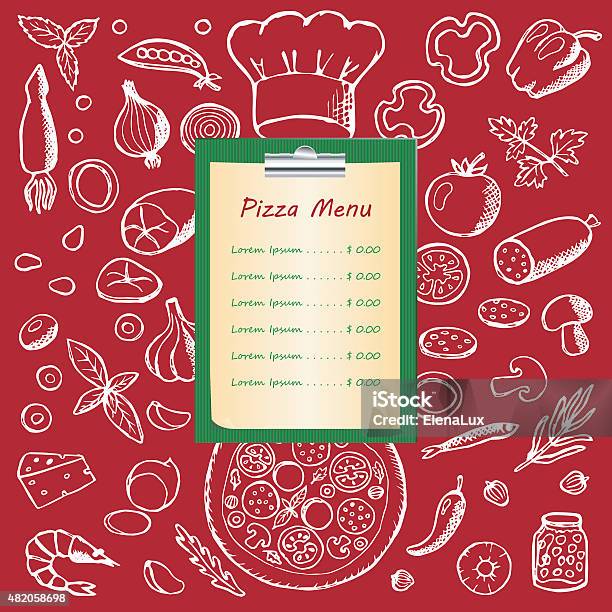 Restaurant Menu With Hand Drawn Doodle Elements Stock Illustration - Download Image Now - 2015, Bar - Drink Establishment, Barbecue - Meal