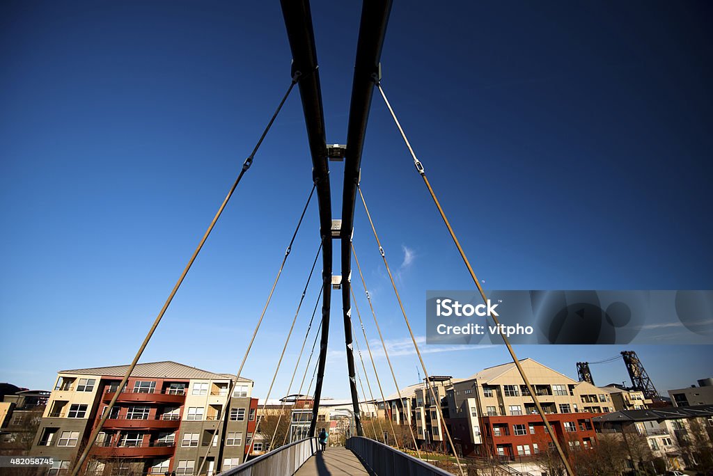 Delicato tubolari e corda Ponte pedonale - Foto stock royalty-free di Appartamento