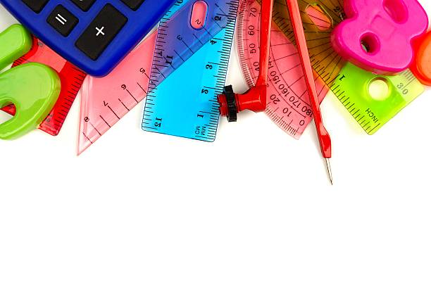 istock Border of colorful math themed school supplies 482060088