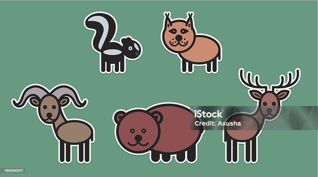 Cute animals set – Illustration Cute animals set from typical North American animals Animal stock vector