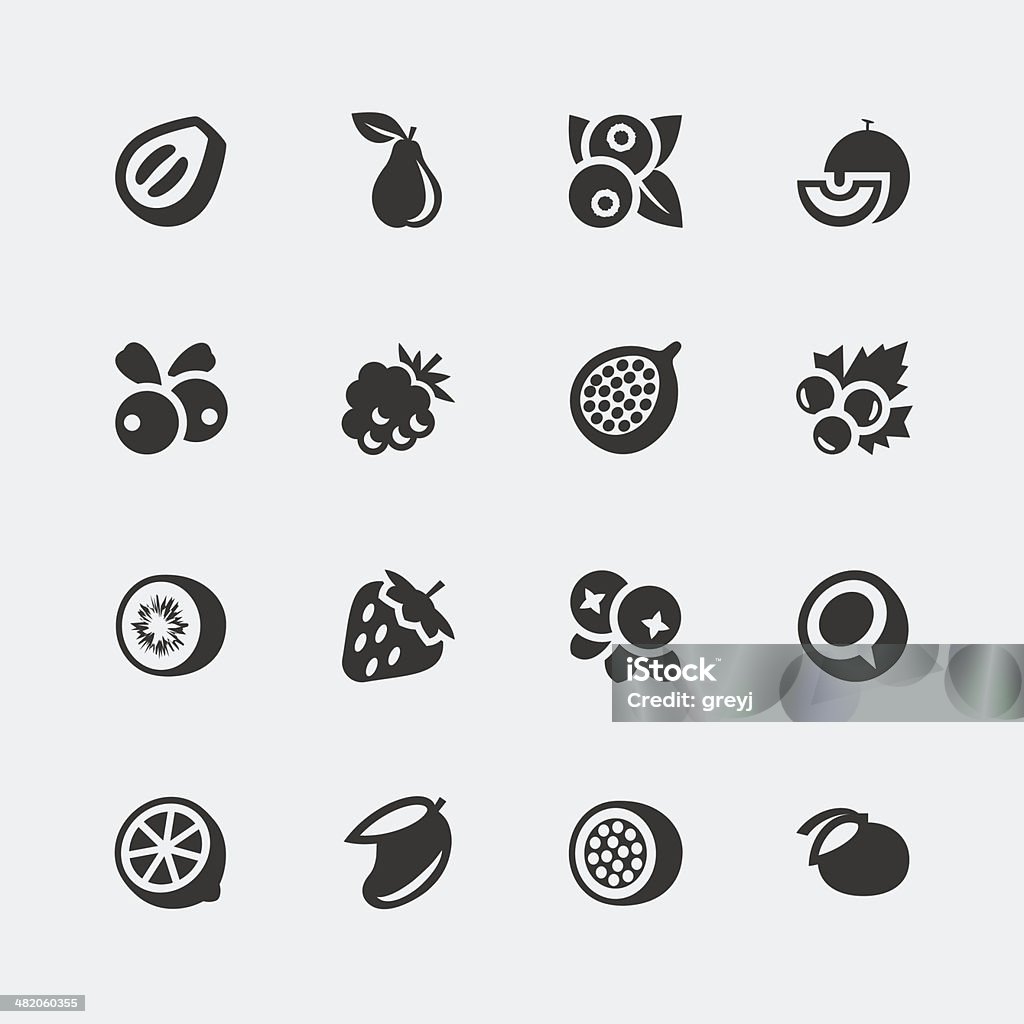 Vettore di frutta e bacche mini icone set#2 - arte vettoriale royalty-free di Icona