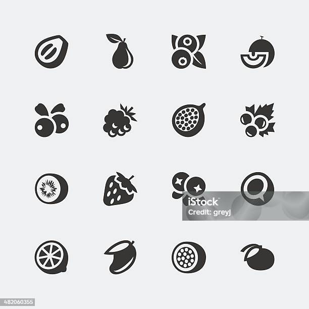 Vettore Di Frutta E Bacche Mini Icone Set2 - Immagini vettoriali stock e altre immagini di Icona - Icona, Frutti di bosco, Frutto della passione