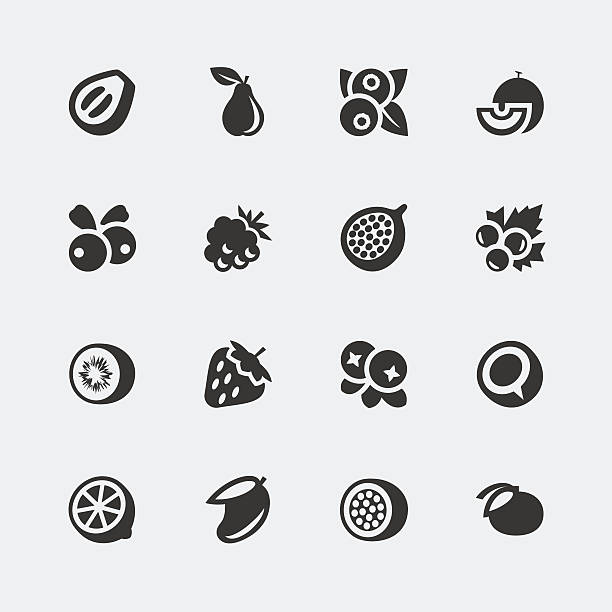 Vector fruits and berries mini icons set #2 Vector fruits and berries mini icons set #2 fruit silhouettes stock illustrations