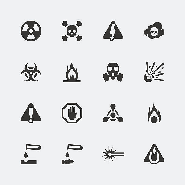 stockillustraties, clipart, cartoons en iconen met vector hazard and danger mini icons set - roestkleurig