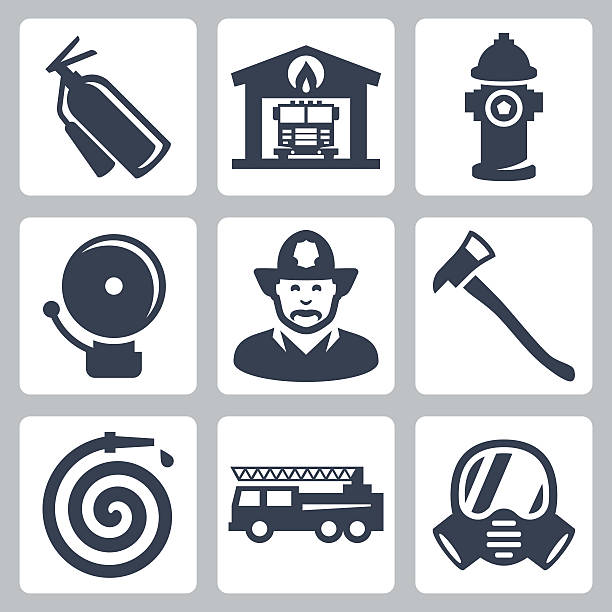 vektor-set-icons - feuerwache stock-grafiken, -clipart, -cartoons und -symbole