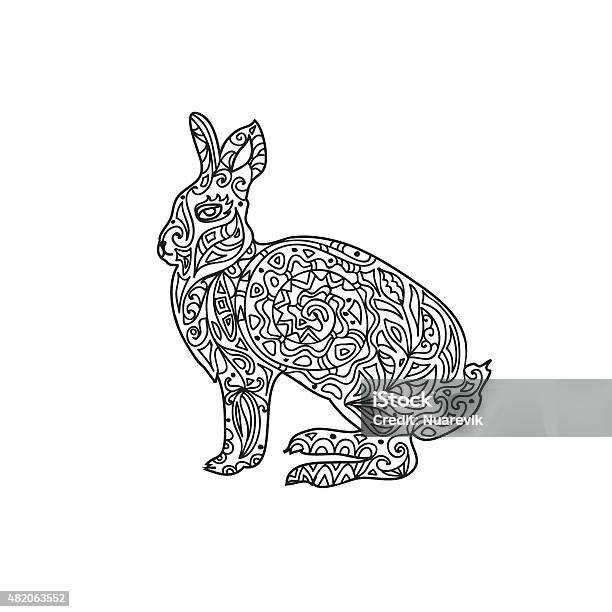 Rabbit Stock Illustration - Download Image Now - Animal, Mandala, 2015