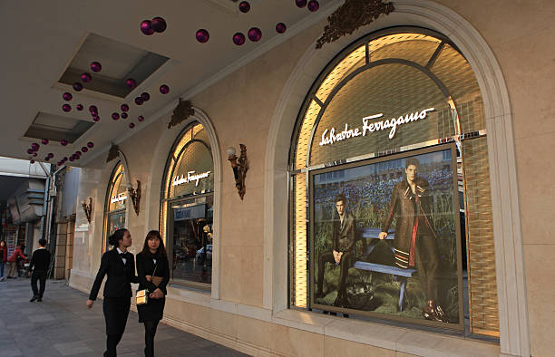 store of salvatore ferragamo luxury brand - ferragamo stok fotoğraflar ve resimler