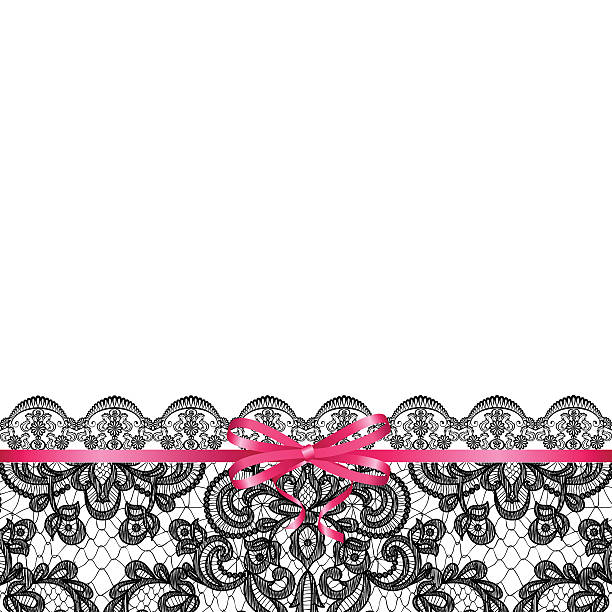 illustrazioni stock, clip art, cartoni animati e icone di tendenza di fiocco rosa su sfondo di pizzo - lace pink white black