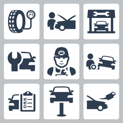 Vector vehicle service station icons set